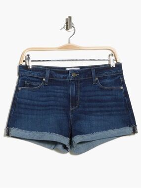 PAIGE Dark Indigo Rolled-Hem Denim Shorts